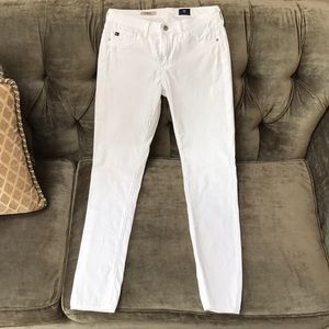 AG White mid-rise cigarette jeans